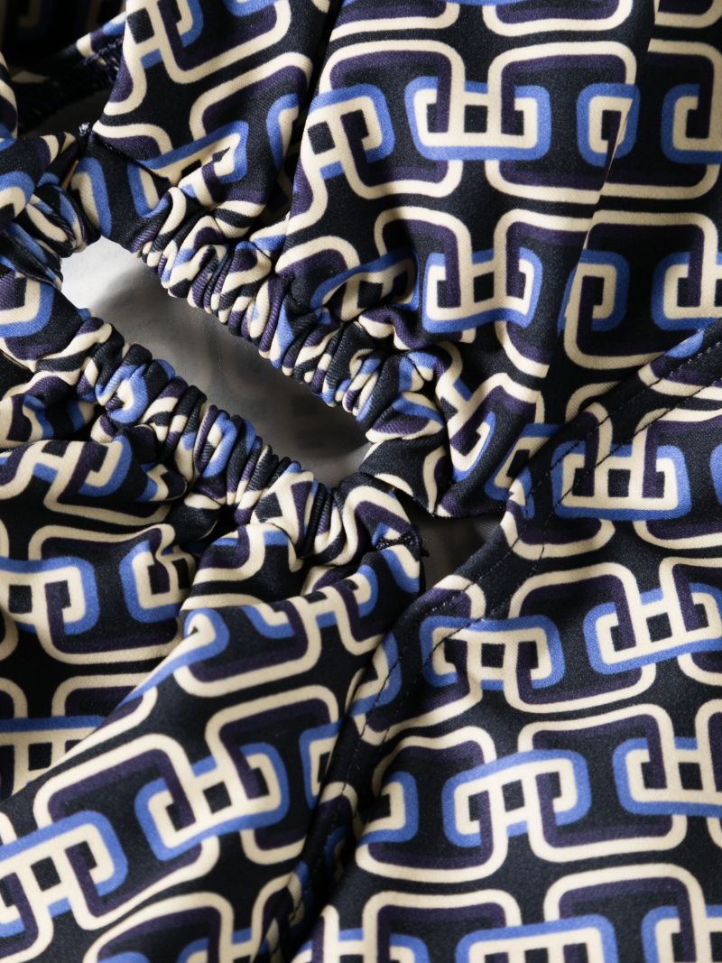 Blue and White Chain Print Swimsuit