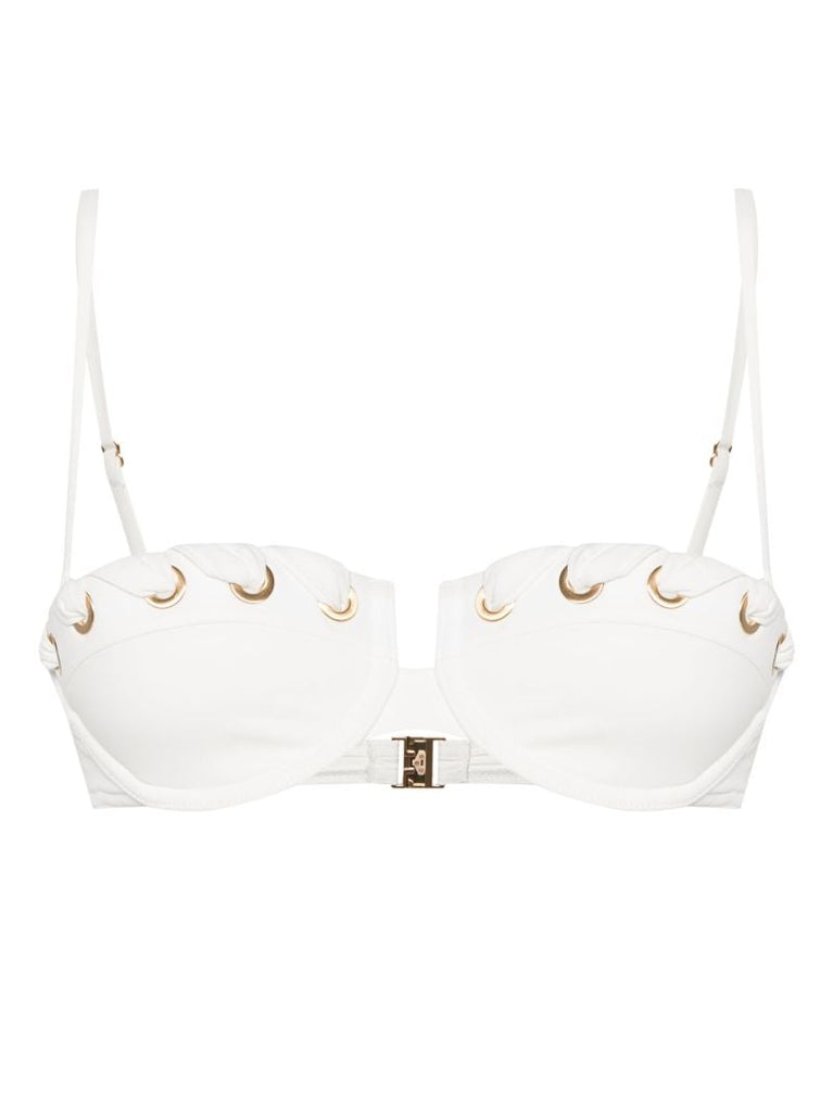 White Halliday Eyelet Balconette Bikini Top