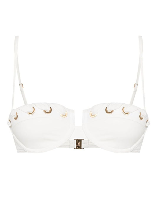 White Halliday Eyelet Balconette Bikini Top