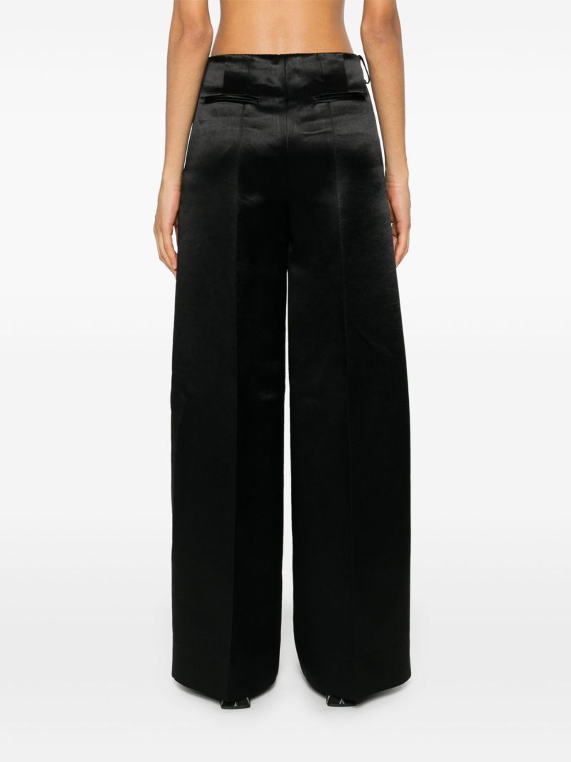 Black Wide-leg Satin Trousers