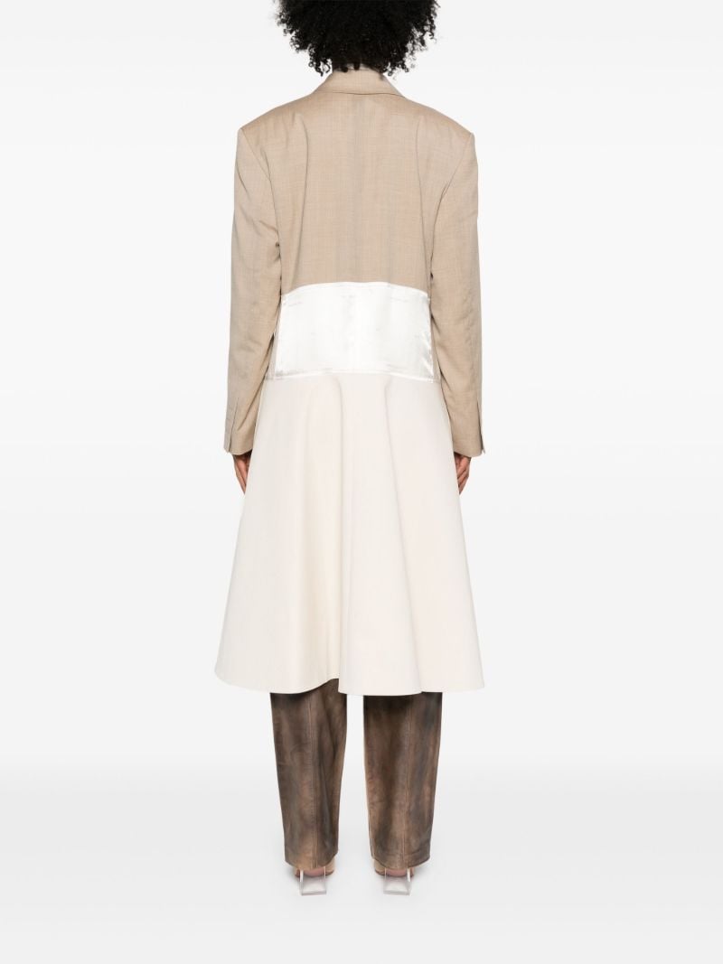 Neutral Panelled Single-breasted Coat