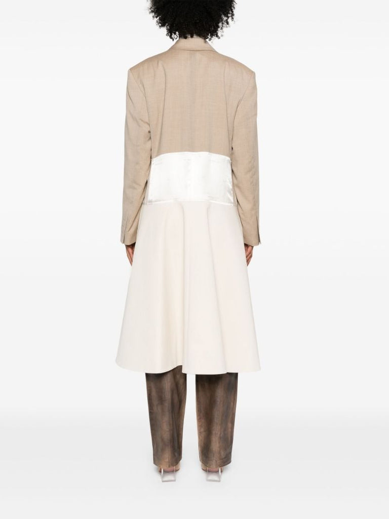 Neutral Panelled Single-breasted Coat