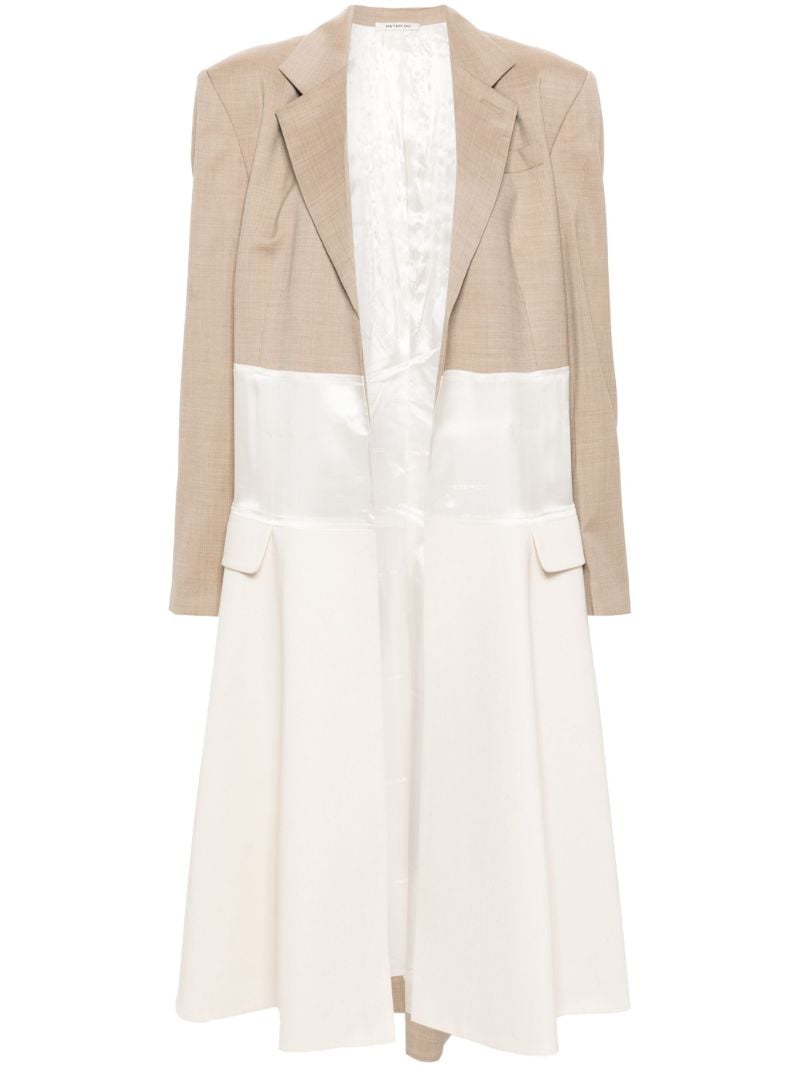 Neutral Panelled Single-breasted Coat