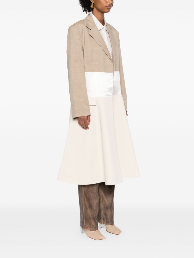 Neutral Panelled Single-breasted Coat