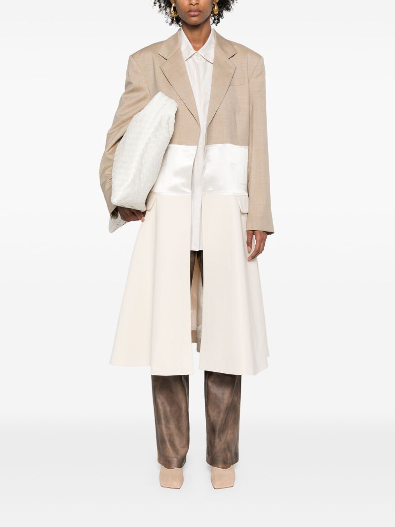 Neutral Panelled Single-breasted Coat