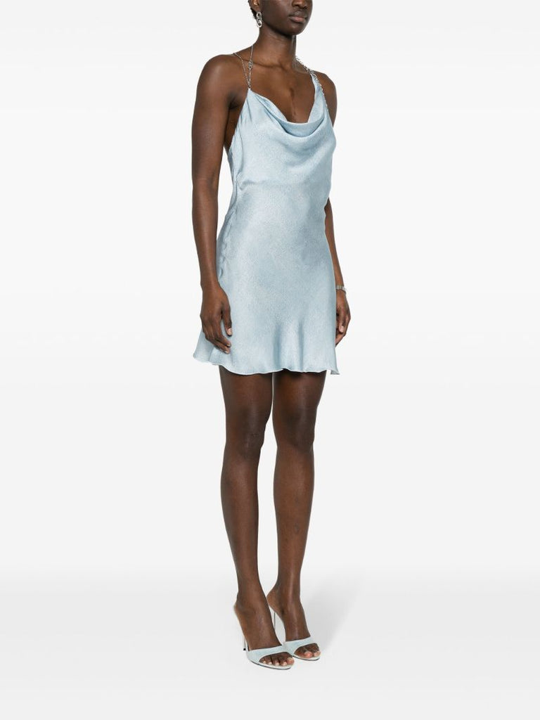 Blue Satin Mini Dress