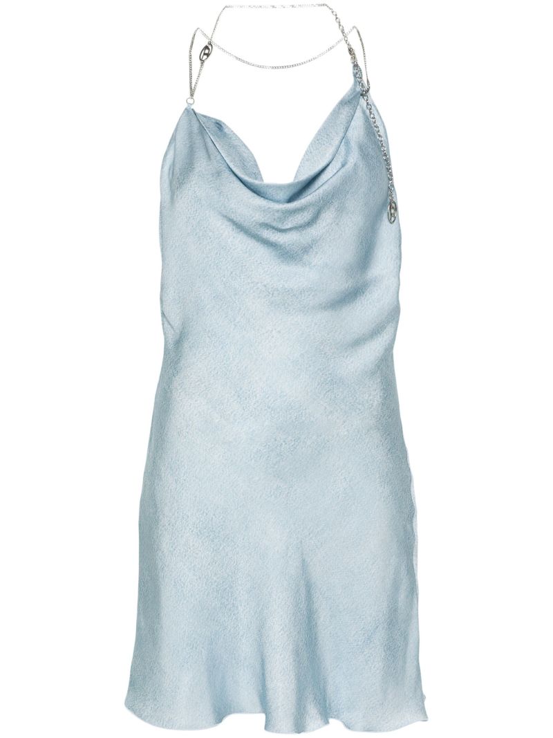 Blue Satin Mini Dress