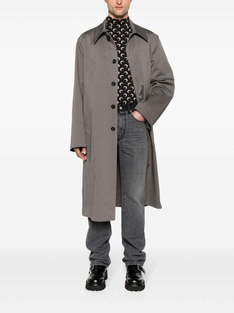 Grey Single-breasted Cotton Coat