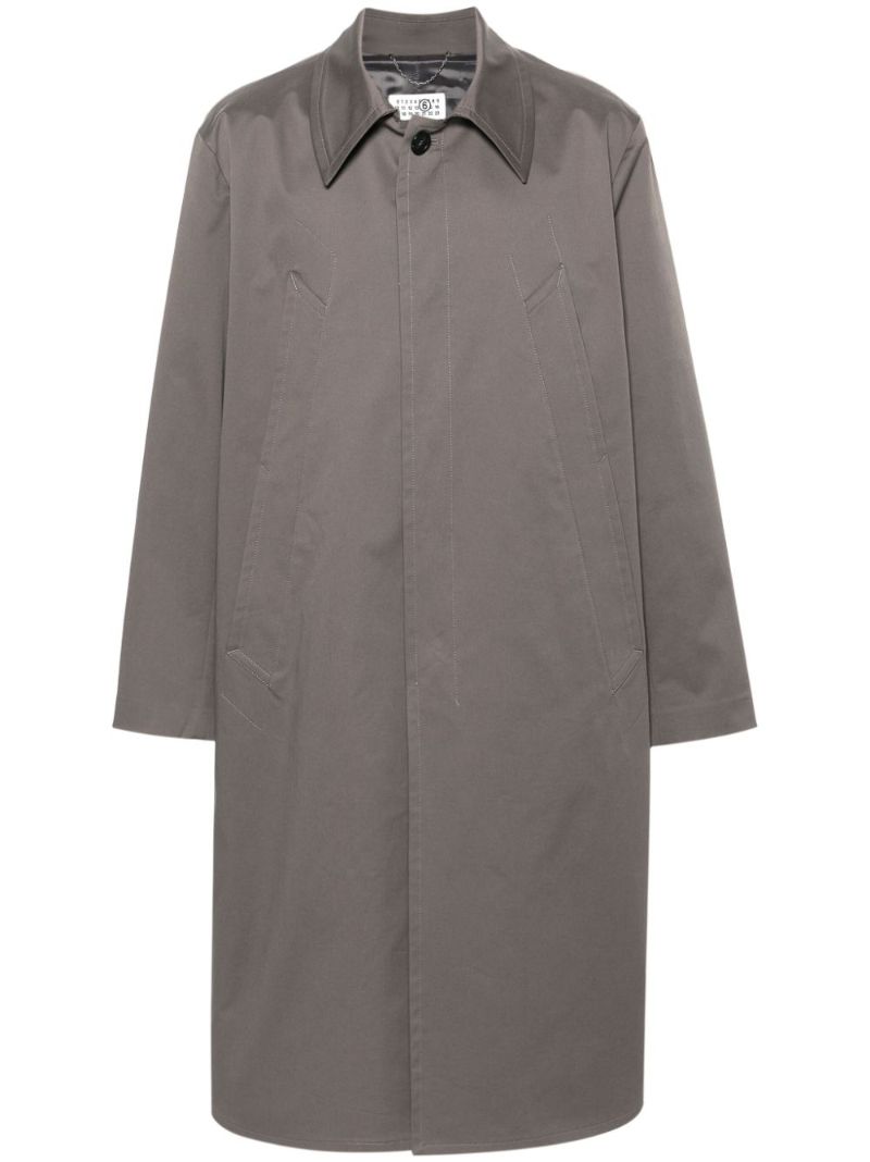 Grey Single-breasted Cotton Coat
