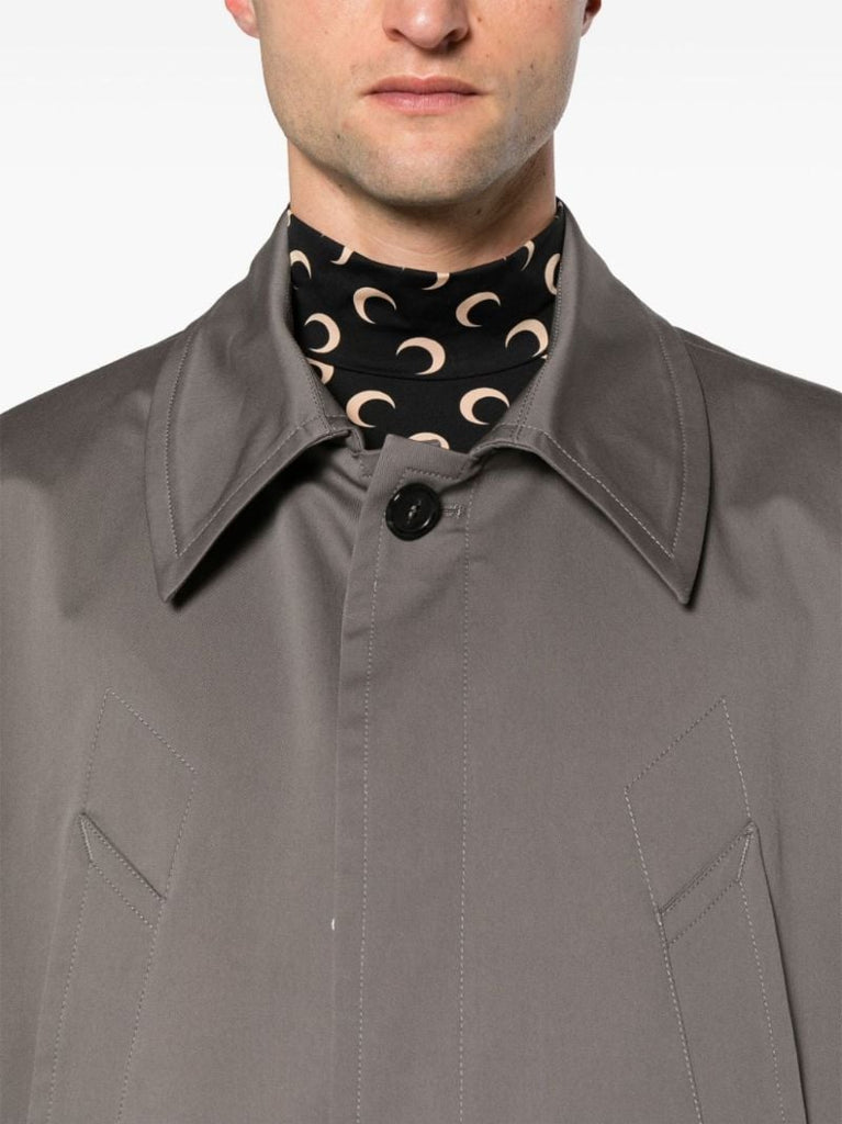 Grey Single-breasted Cotton Coat