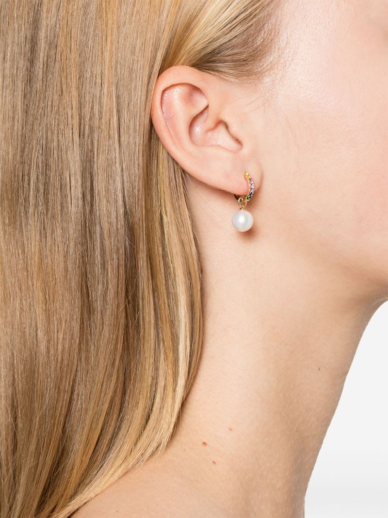 14k Yellow Gold Sapphire and Pearl Earring