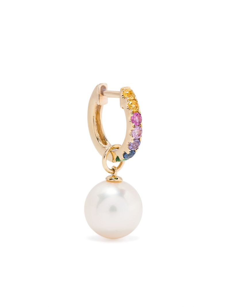 14k Yellow Gold Sapphire and Pearl Earring