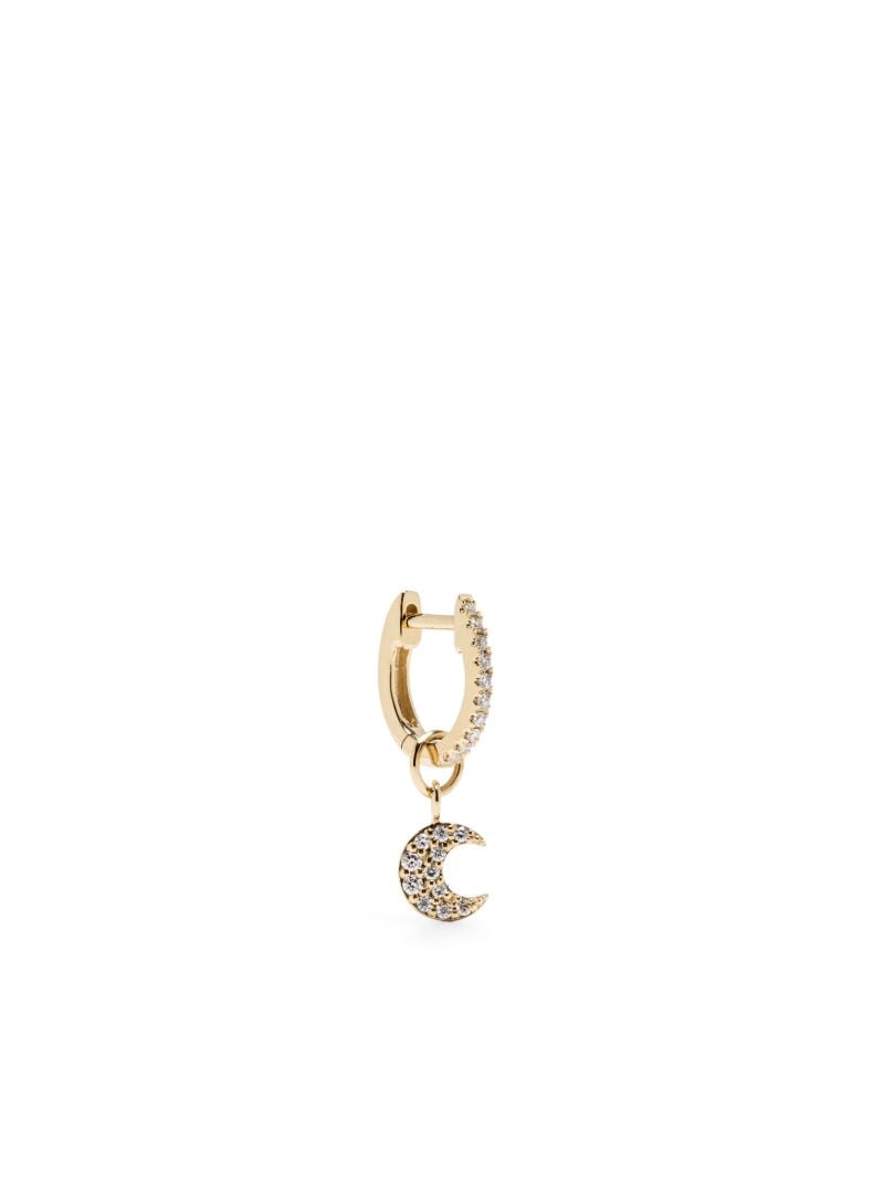 14k Yellow Gold Sapphire Moon Hoop Earring