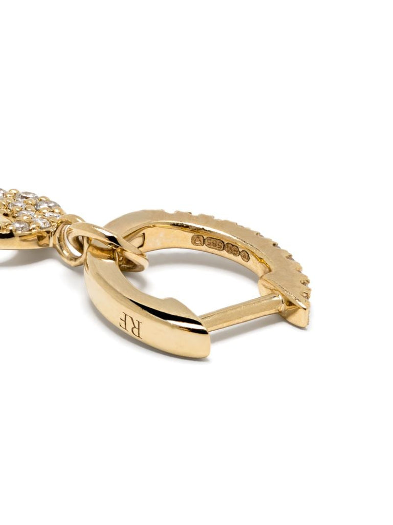 14k Yellow Gold Sapphire Moon Hoop Earring