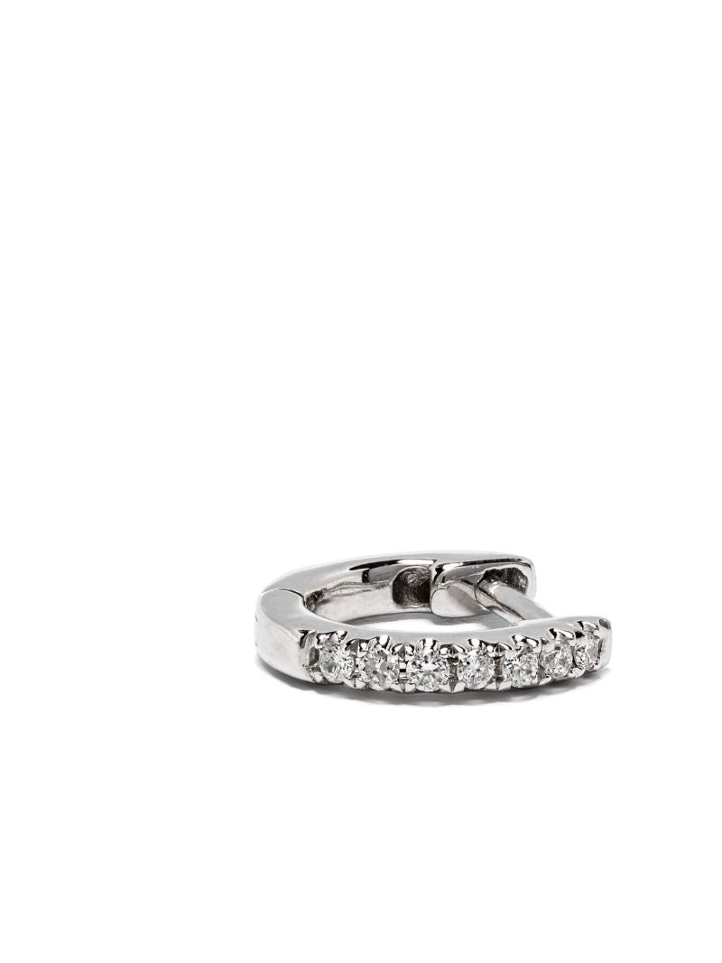 14k White Gold Teeny-weenie Huggie Diamond Hoop Earrings