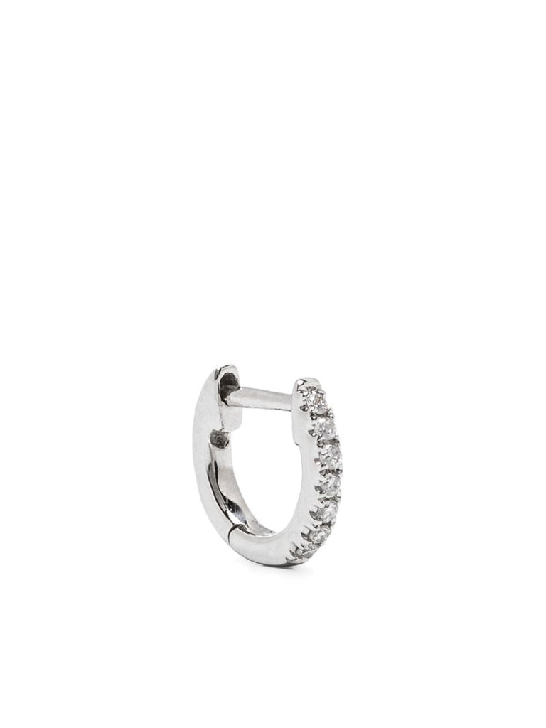 14k White Gold Teeny-weenie Huggie Diamond Hoop Earrings