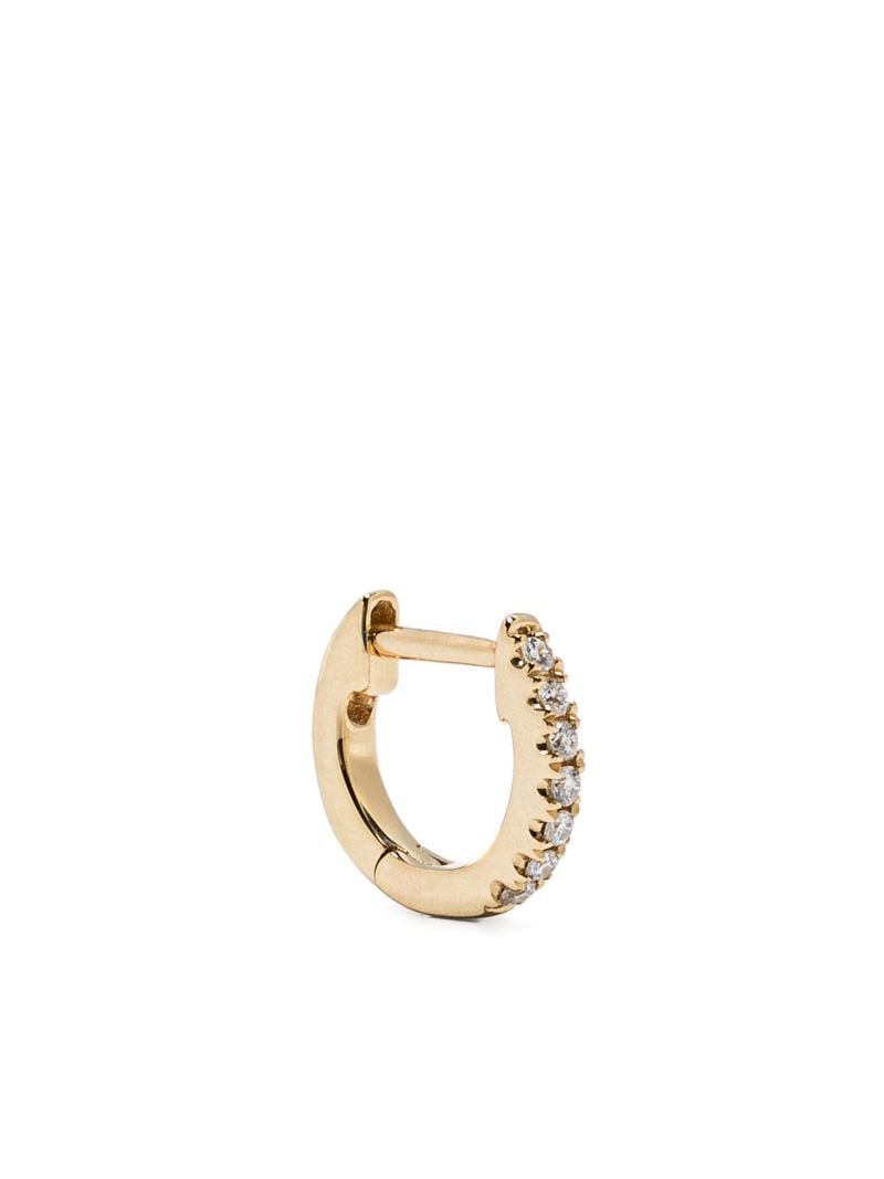 14k Yellow Gold Teeny-weenie Huggie Diamond Hoop Earring