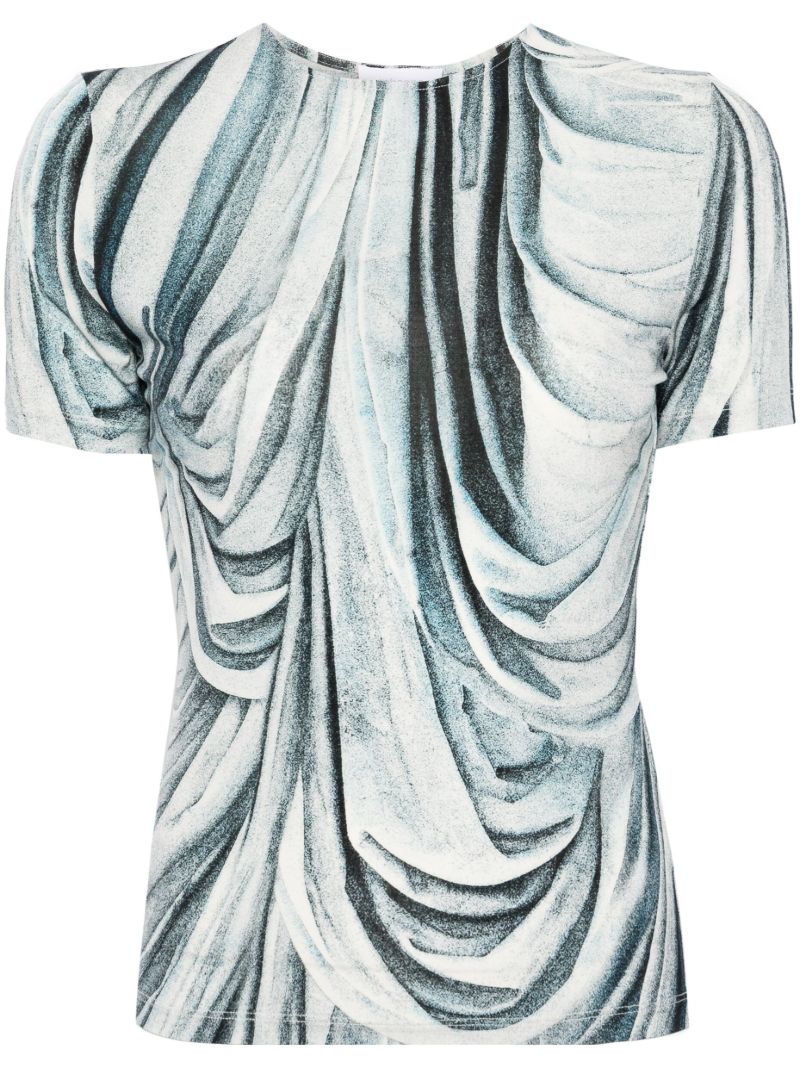 Blue Statue-print Crew-neck T-shirt