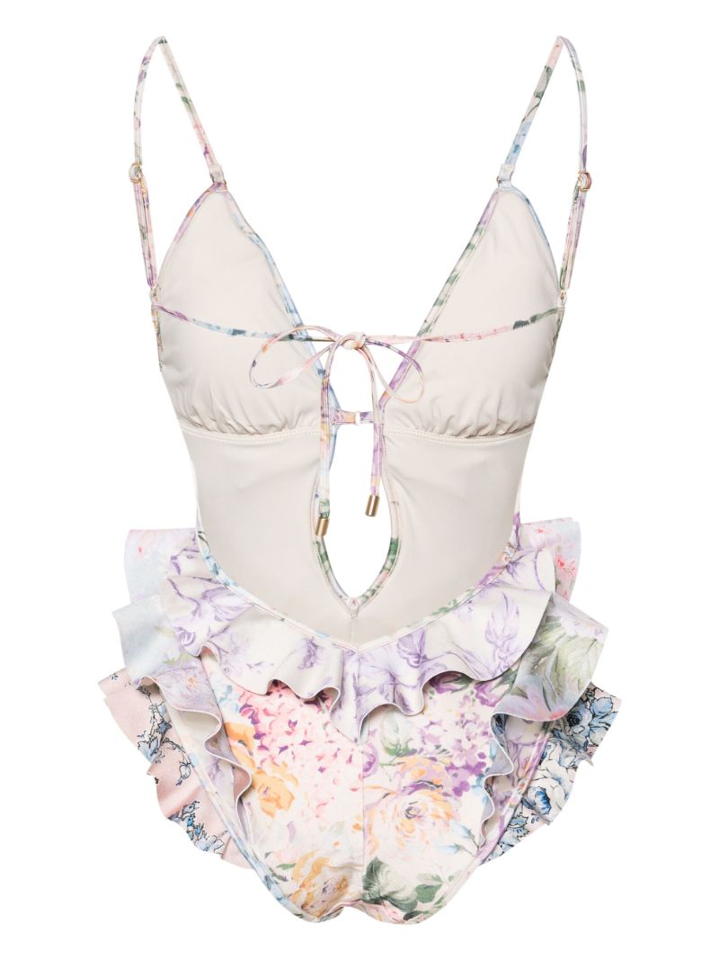 Multicolour Floral Ruffled Swimsuit