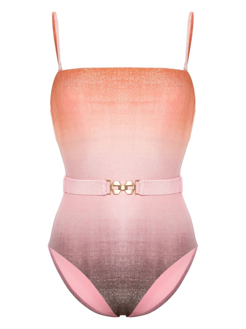 Pink Golden Metallic Bandeau Swimsuit
