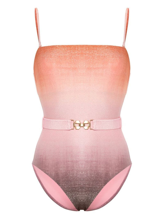 Pink Golden Metallic Bandeau Swimsuit