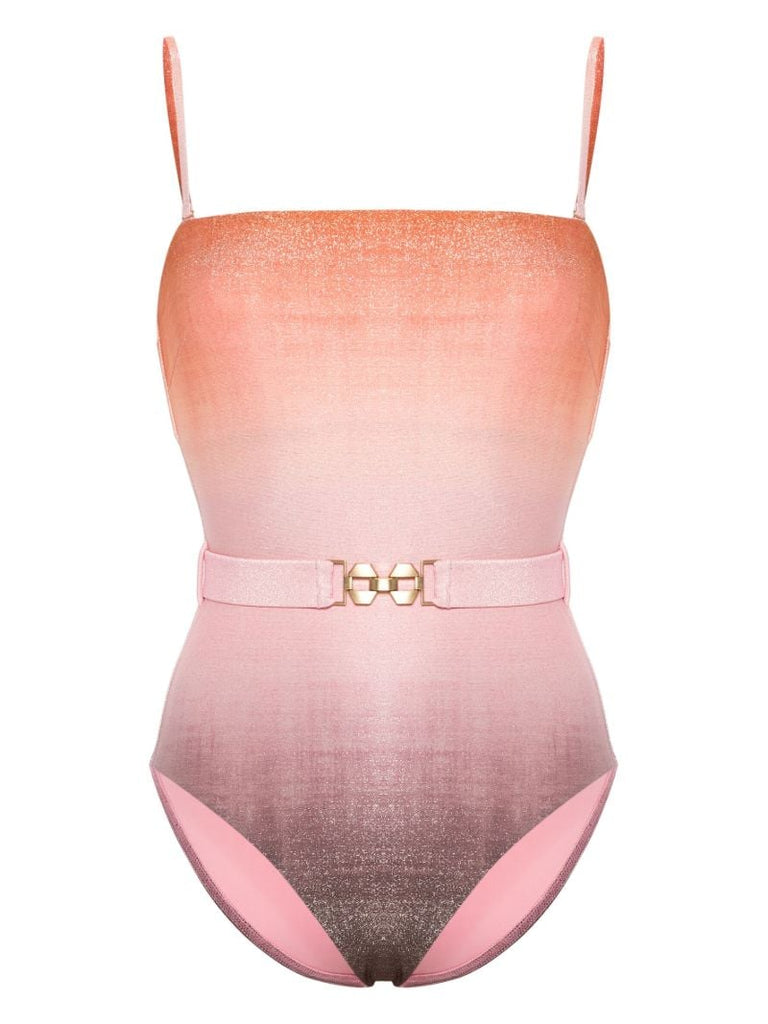 Pink Golden Metallic Bandeau Swimsuit