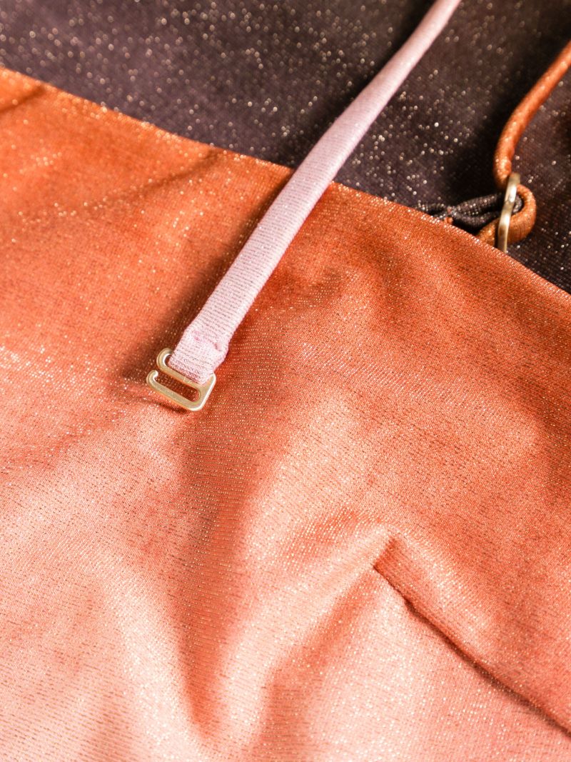 Pink Golden Metallic Bandeau Swimsuit