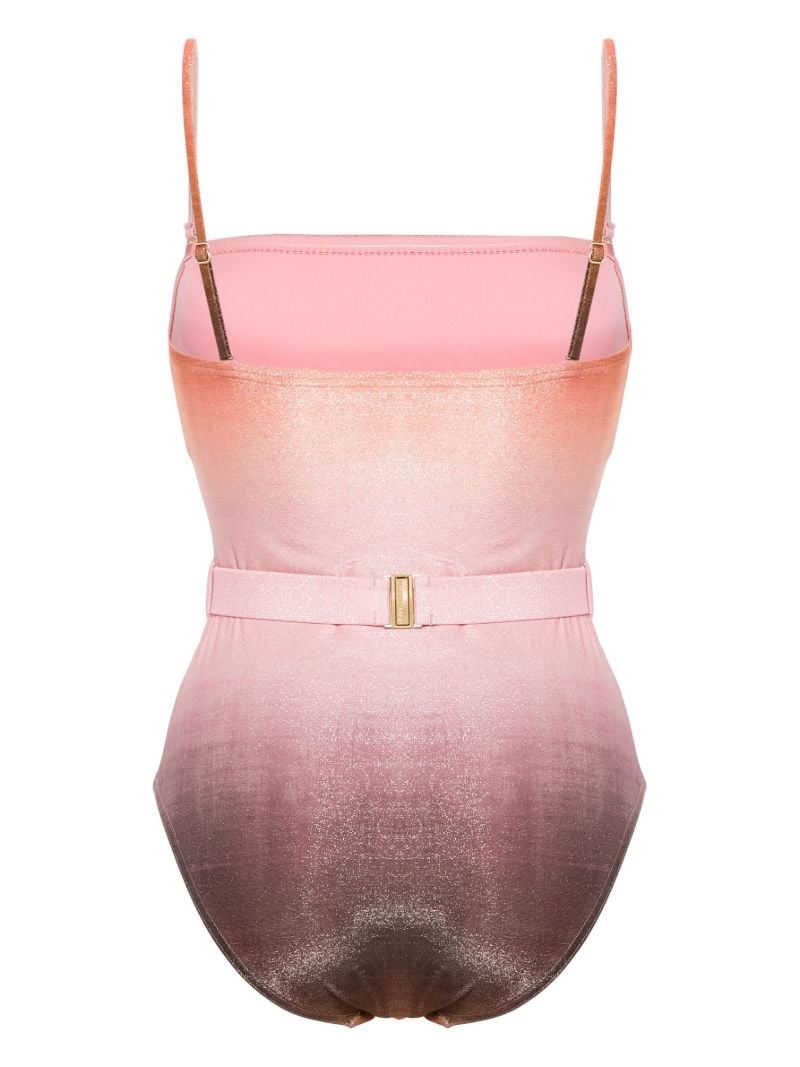 Pink Golden Metallic Bandeau Swimsuit