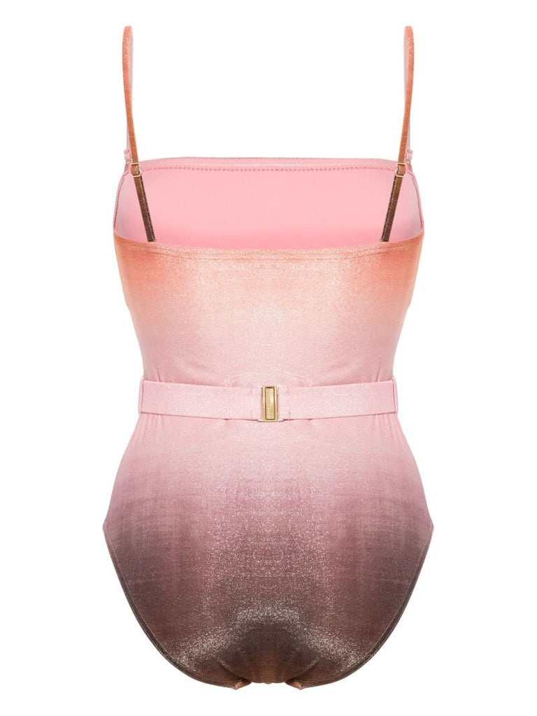 Pink Golden Metallic Bandeau Swimsuit