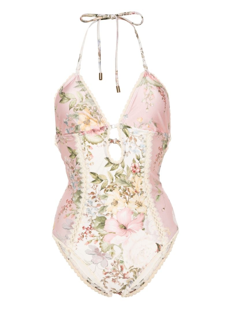 Pink Waverly Keyhole Crochet Swimsuit
