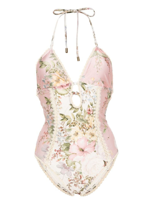 Pink Waverly Keyhole Crochet Swimsuit
