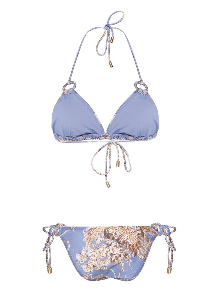 Blue Ottie Ring Floral-print Bikini