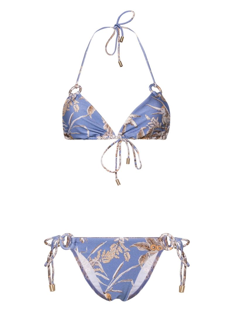 Blue Ottie Ring Floral-print Bikini