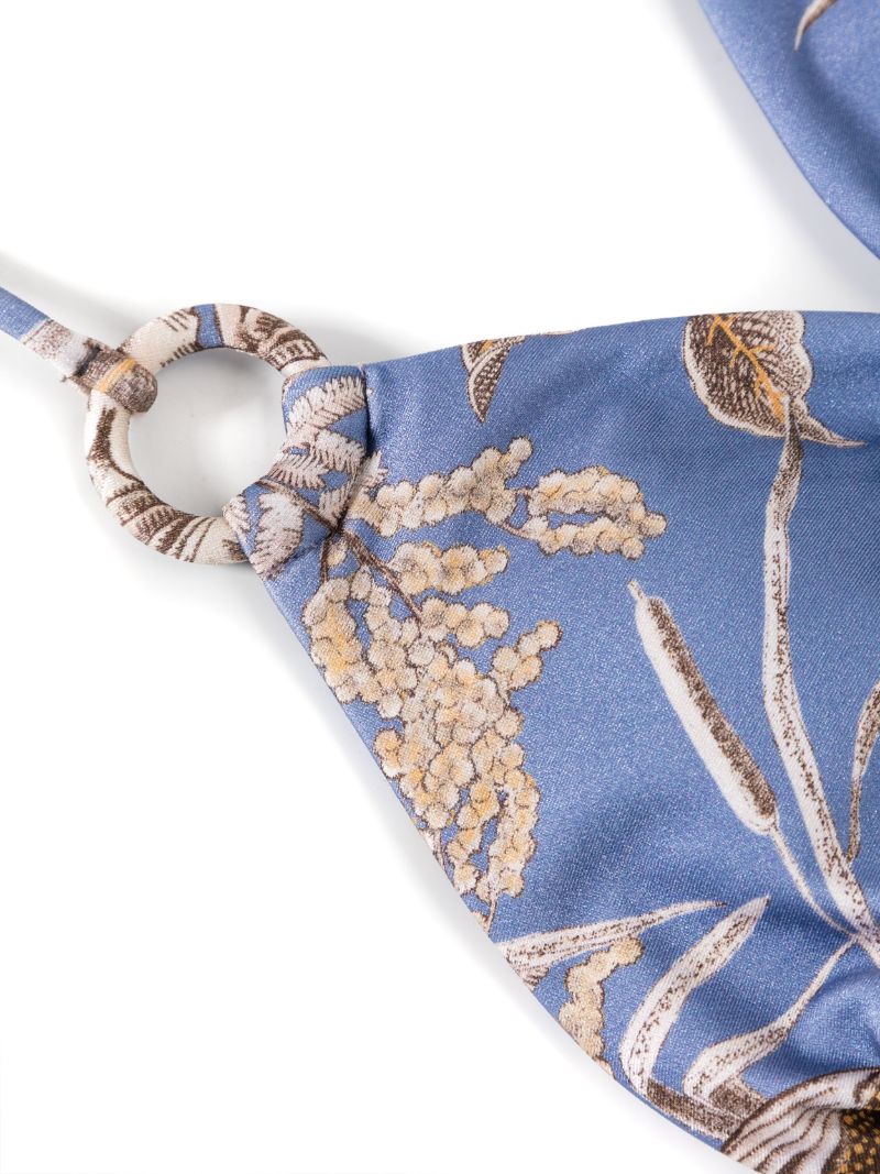 Blue Ottie Ring Floral-print Bikini