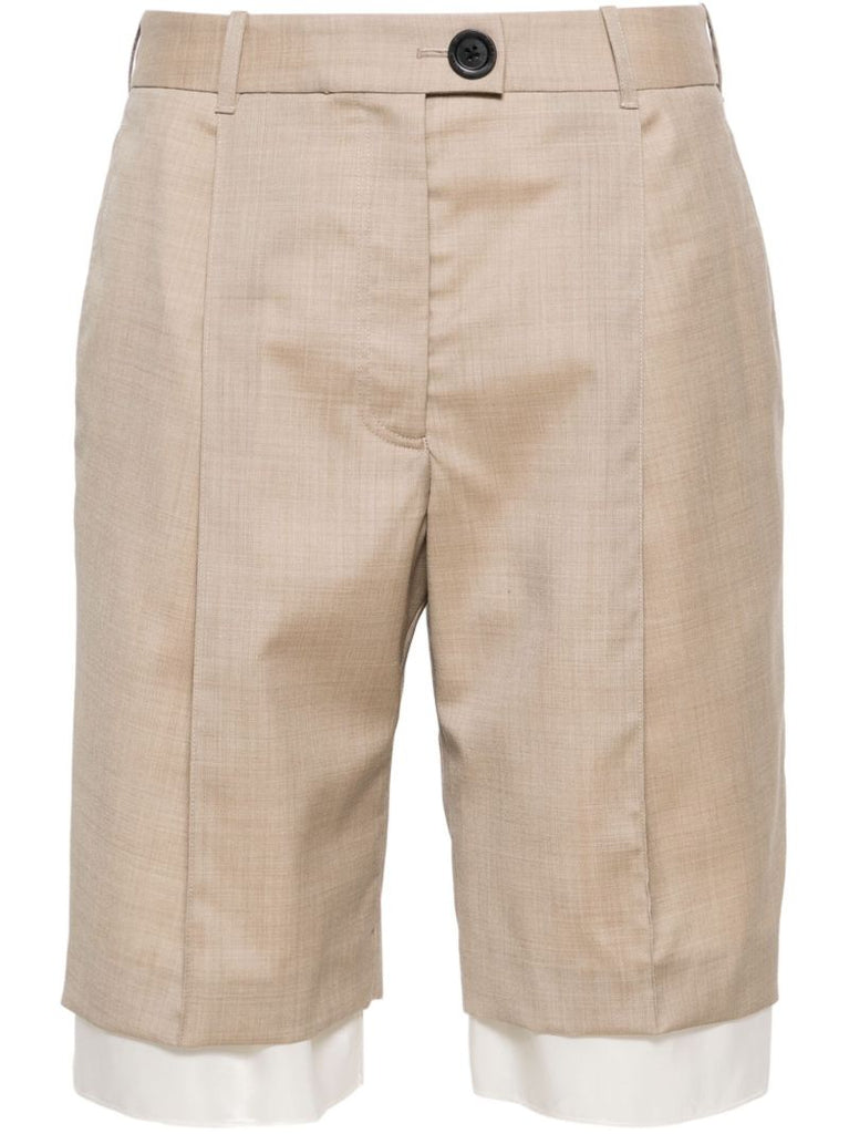 Neutral Knee-lenght Tailored Shorts