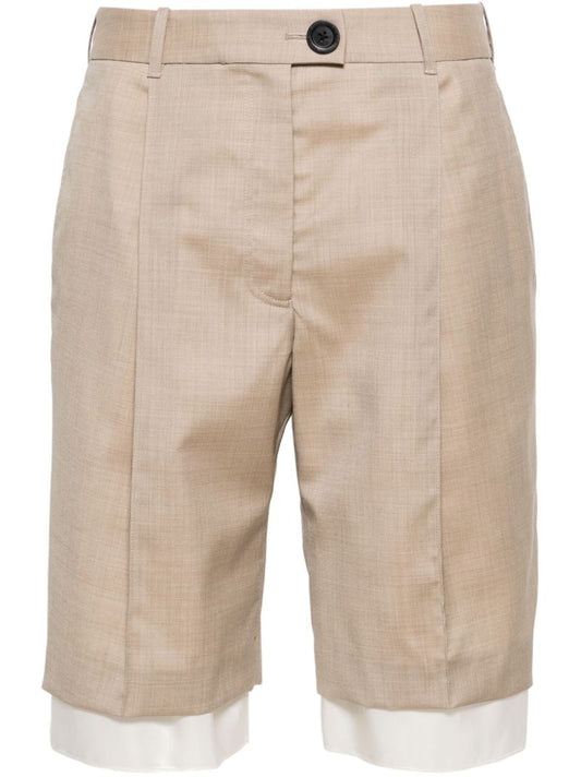 Neutral Knee-lenght Tailored Shorts