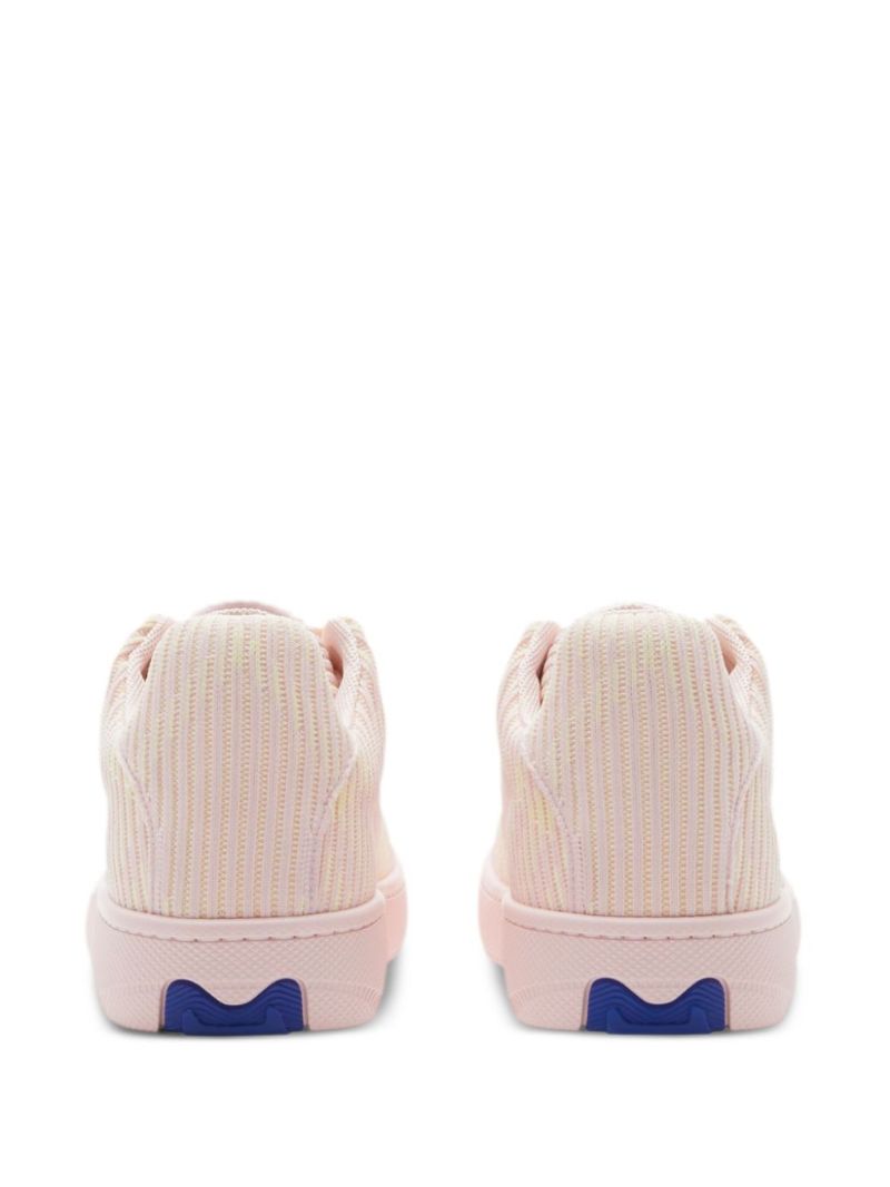 Pink Knitted Lace-up Sneakers