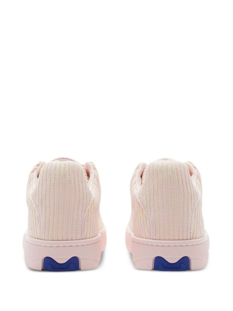 Pink Knitted Lace-up Sneakers
