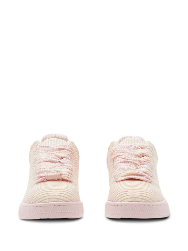 Pink Knitted Lace-up Sneakers