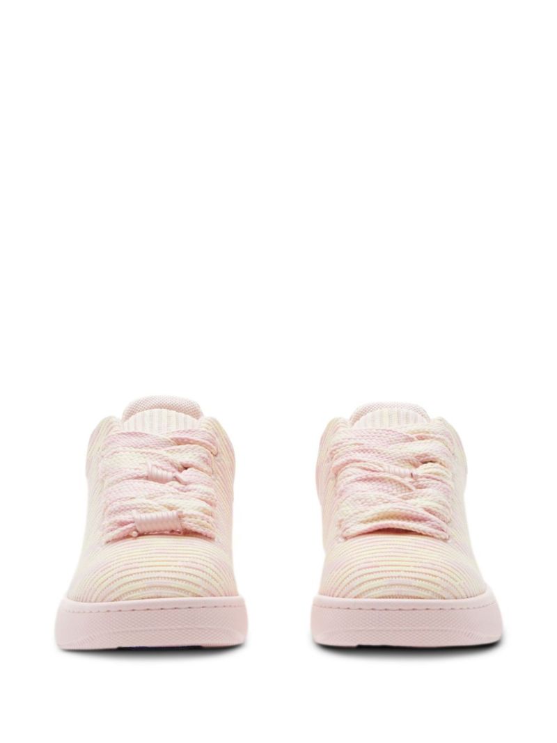 Pink Knitted Lace-up Sneakers