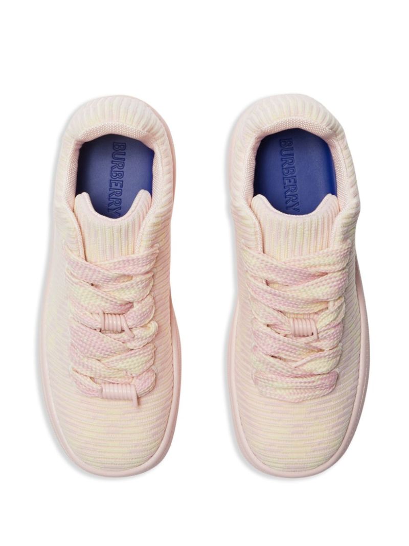 Pink Knitted Lace-up Sneakers