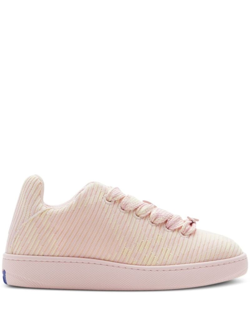 Pink Knitted Lace-up Sneakers