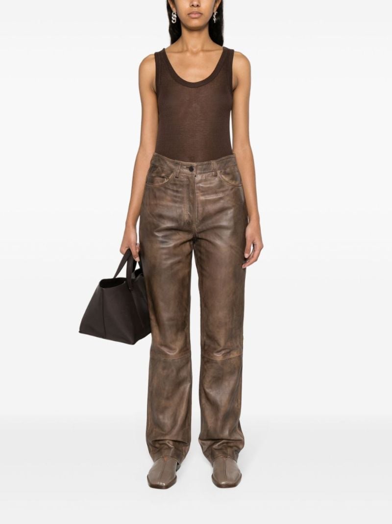 Brown Ribbed Knit Tank Top