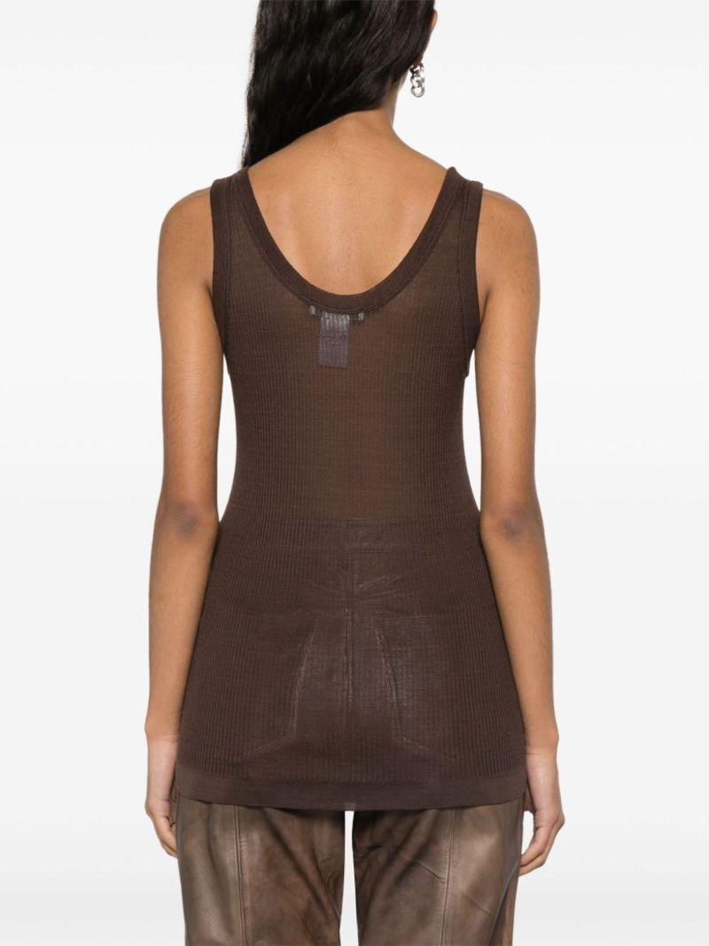 Brown Ribbed Knit Tank Top