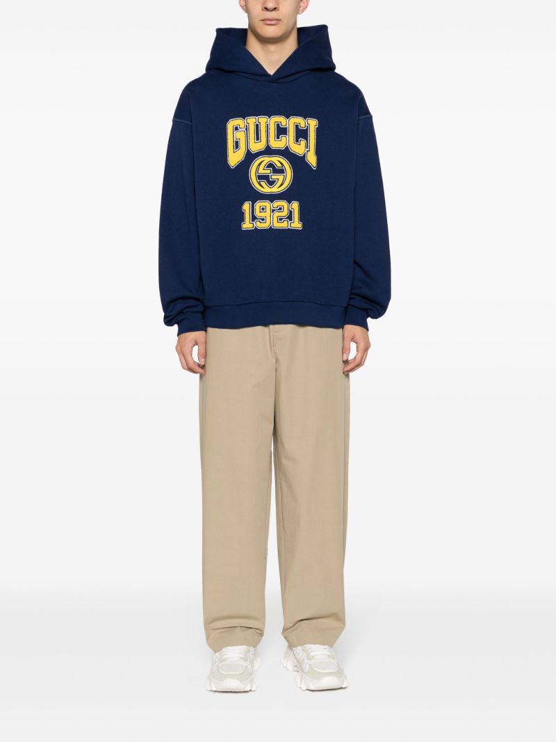 Neutral Logo-embroidered Cotton Pants
