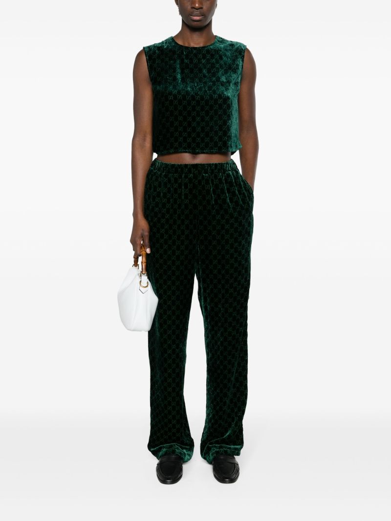 Green Gg-jacquard Velvet Top