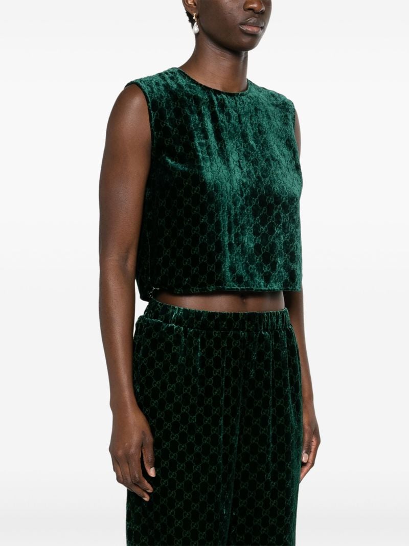 Green Gg-jacquard Velvet Top