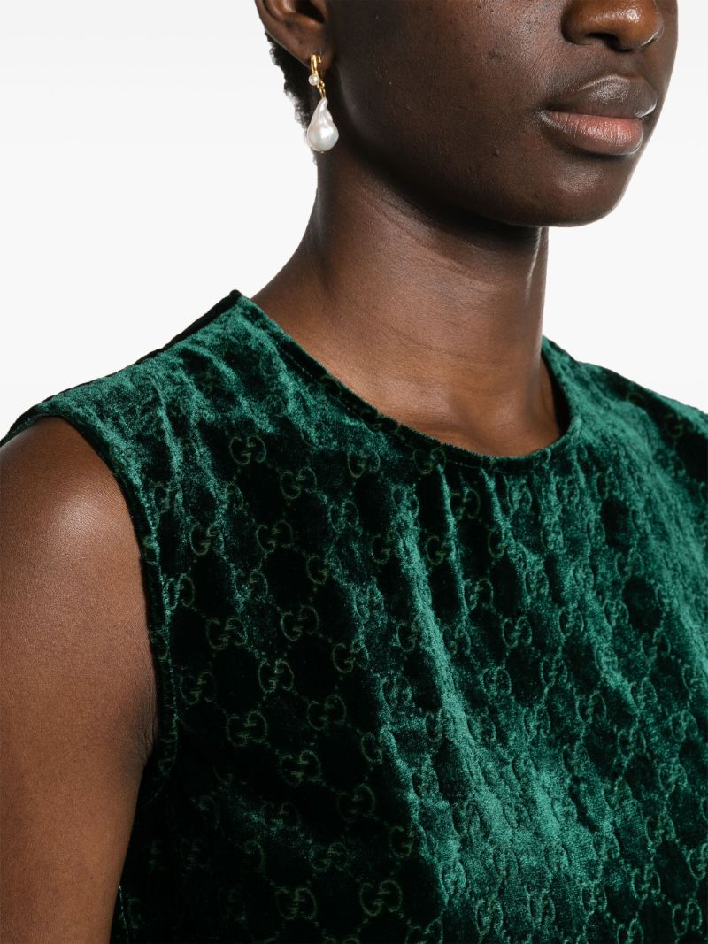 Green Gg-jacquard Velvet Top
