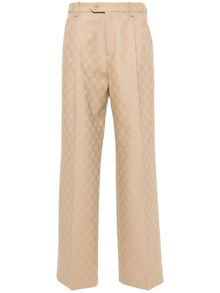 Brown Gg Wool Tailored Trousers