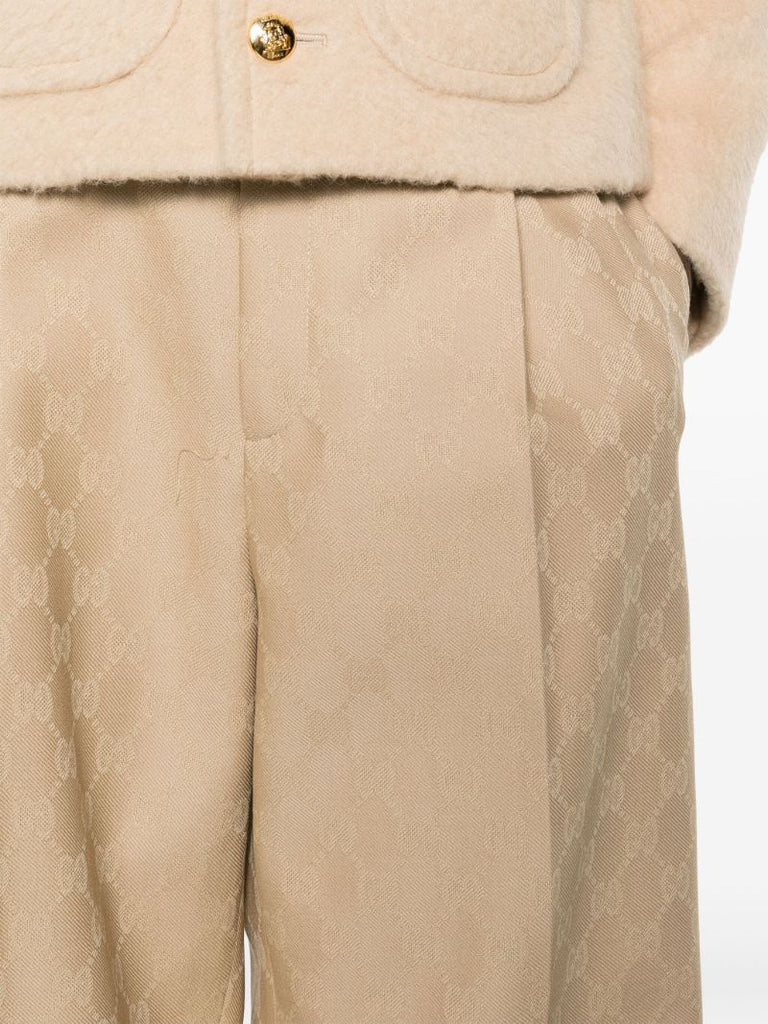 Brown Gg Wool Tailored Trousers
